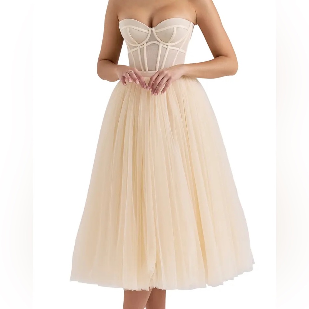 House of CB Cream Strapless Corset Dress